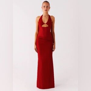 Peppermayo Billen Halter Maxi Dress -Red